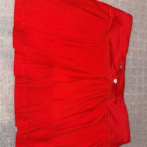 Red Pleated Women's Skirt